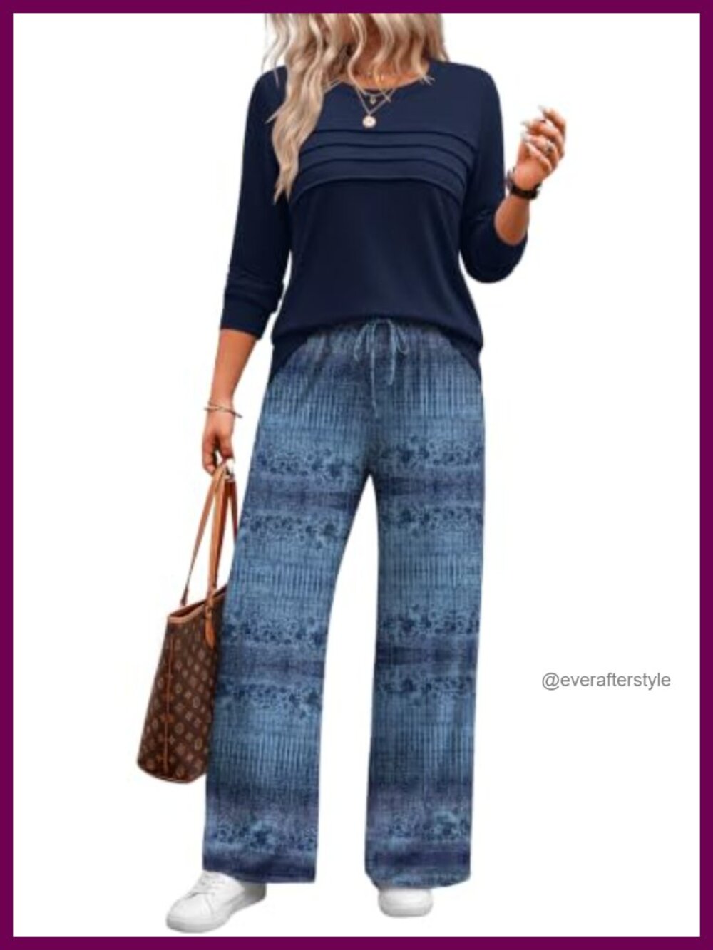 Womens 2 Piece Lounge Set Long Sleeve Top Wide Leg Pants Fall Outfit